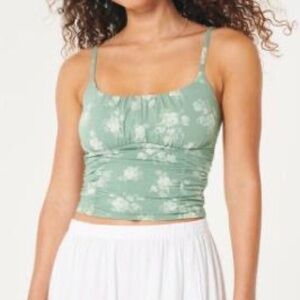 Hollister Floral Ruched Sage Green Cami Top